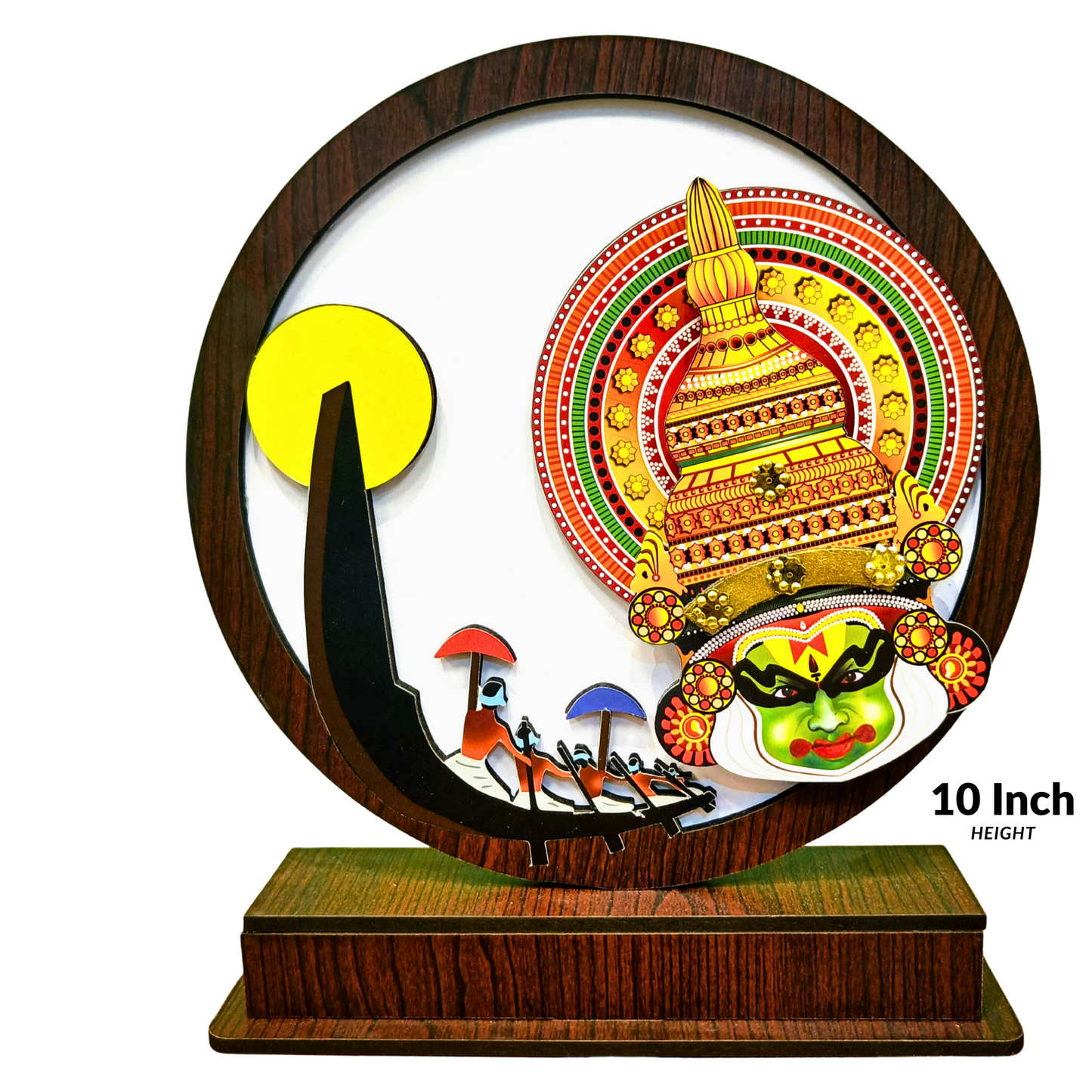 Traditional Kathakali & Boat Race Sculpture – Kerala Cultural Art in One Display 10 Inches