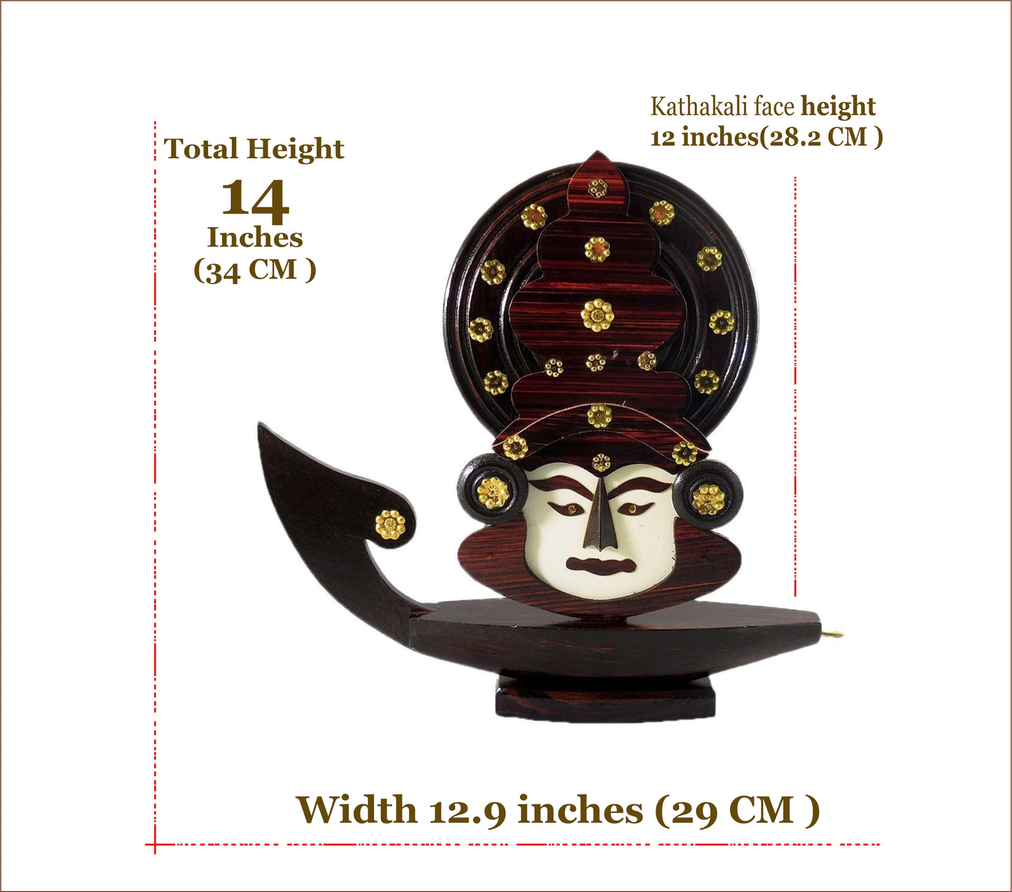 Handcrafted Kerala Snake Boat Showpiece with Kathakali Art – 14 Inches