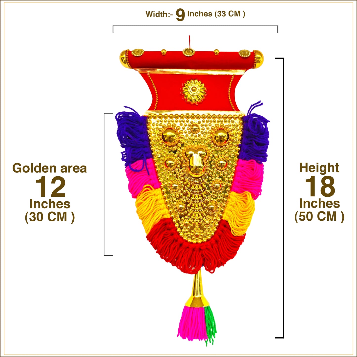 1.5 Foot Nettipattam Wall Hanging – Traditional Elephant Caparison from Kerala
