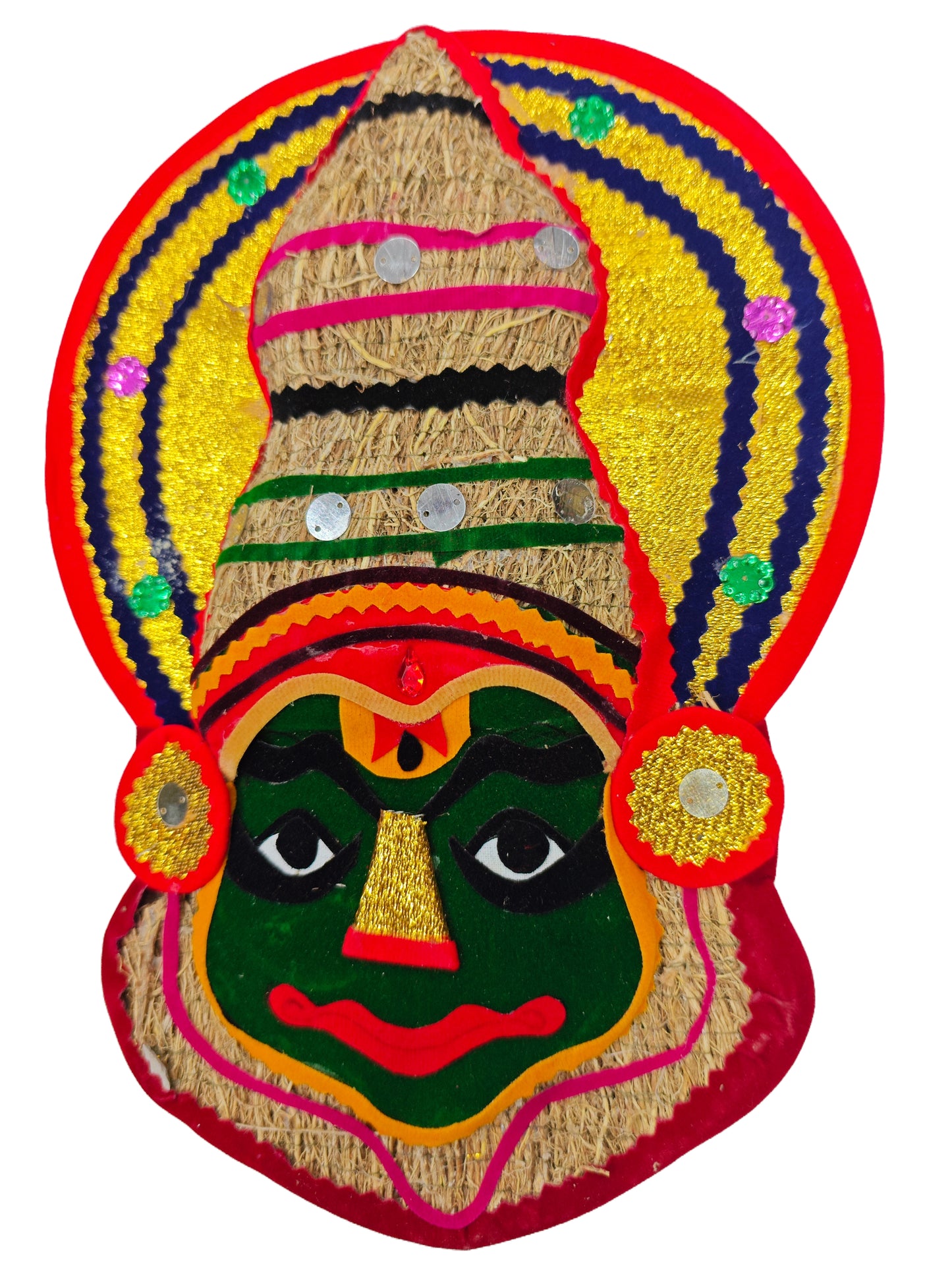Eco-Friendly Handcrafted Wall Décor from Kerala-Ramacham (Vetiver) Kathakali Wall Hanging – 14 Inches