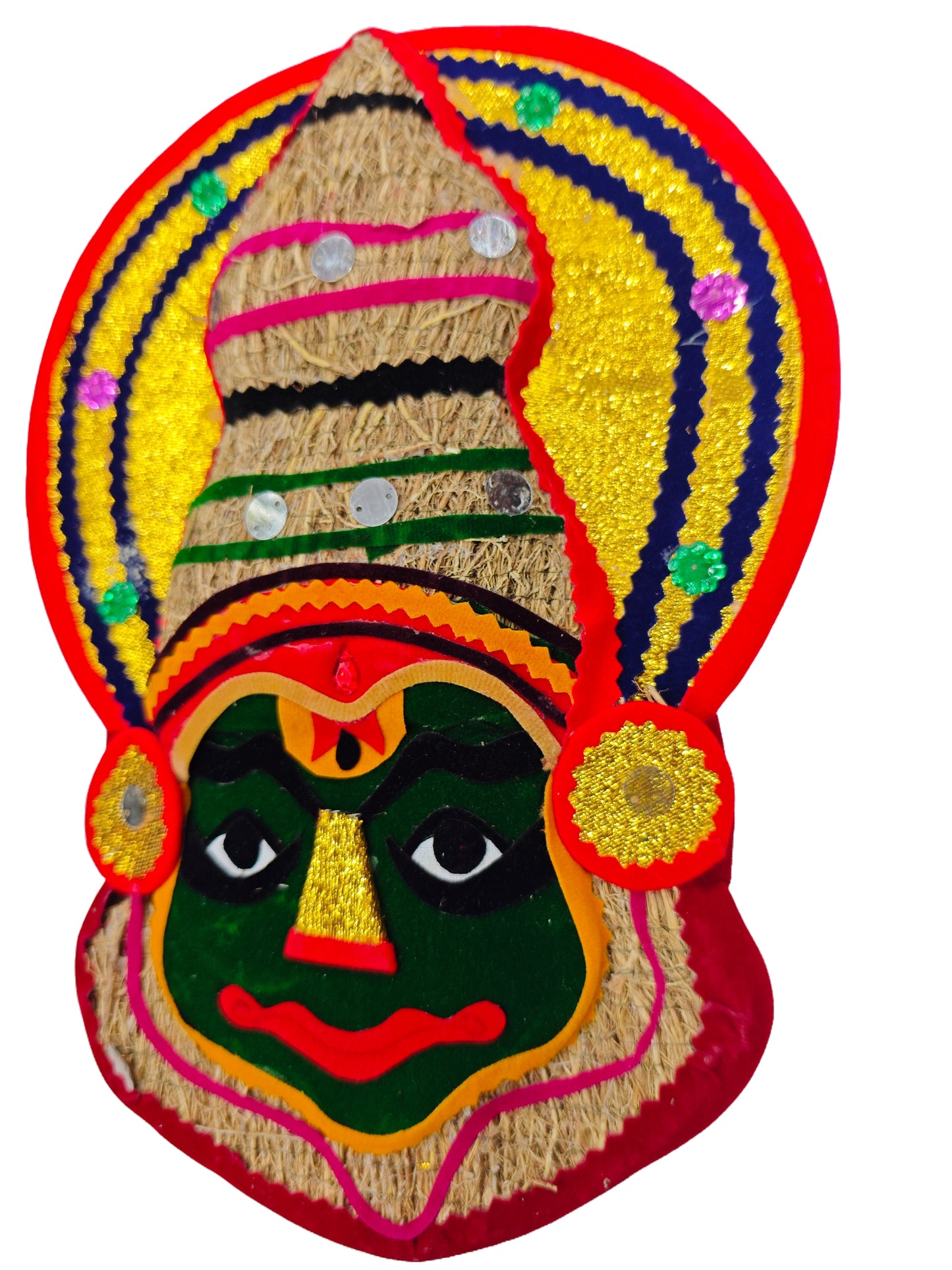 Eco-Friendly Handcrafted Wall Décor from Kerala-Ramacham (Vetiver) Kathakali Wall Hanging – 14 Inches