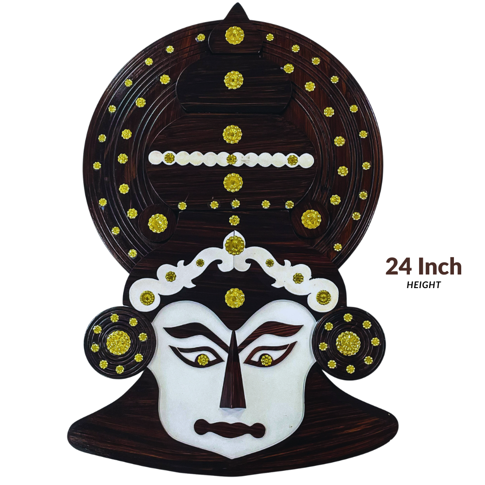 Majestic Kathakali Wall Hanging – 24 Inches | Oversized Handcrafted Wooden Art for Home Décor or Gifting