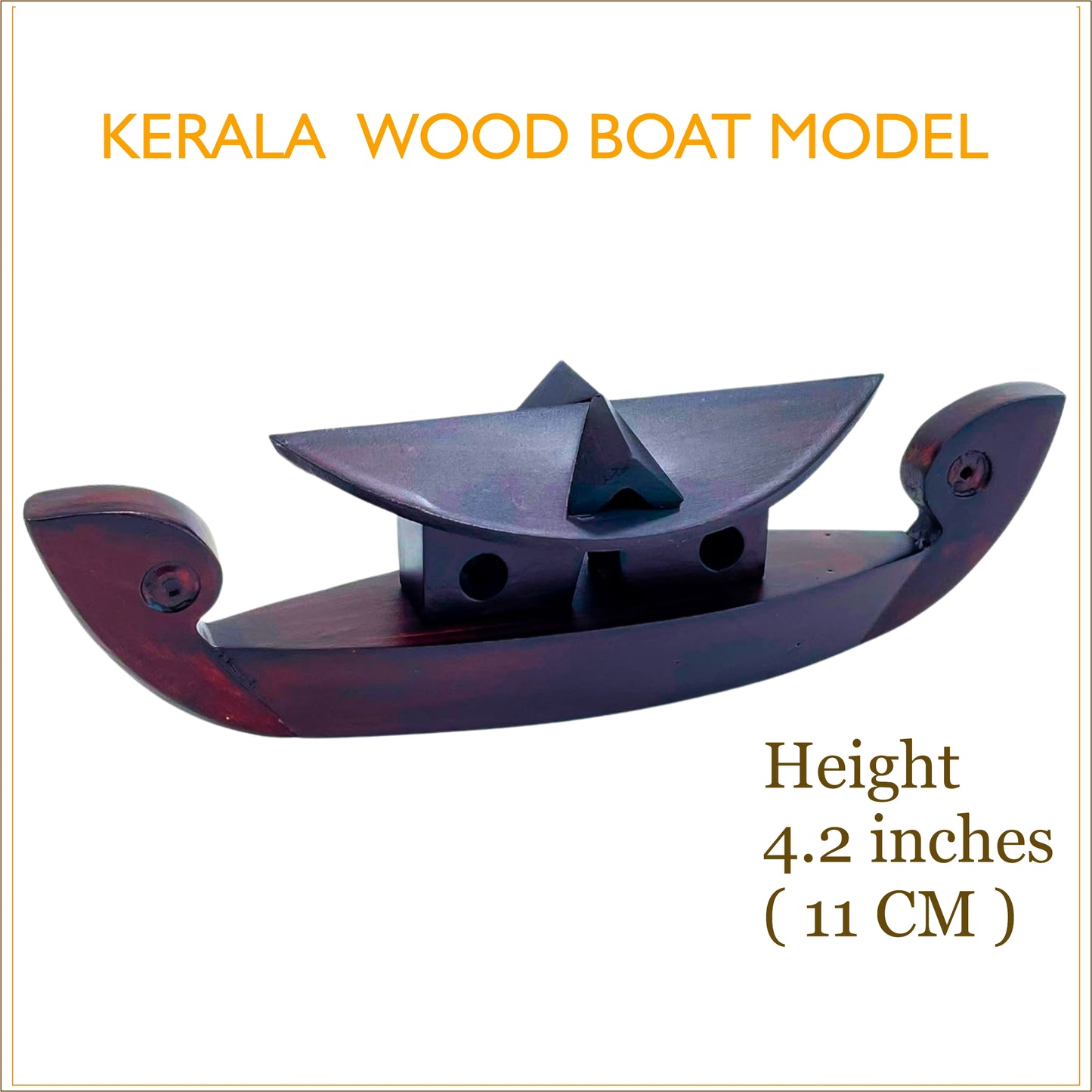 Miniature Traditional Kerala Wooden Houseboat – 37 cm | Handcrafted Home Décor & Gift Item