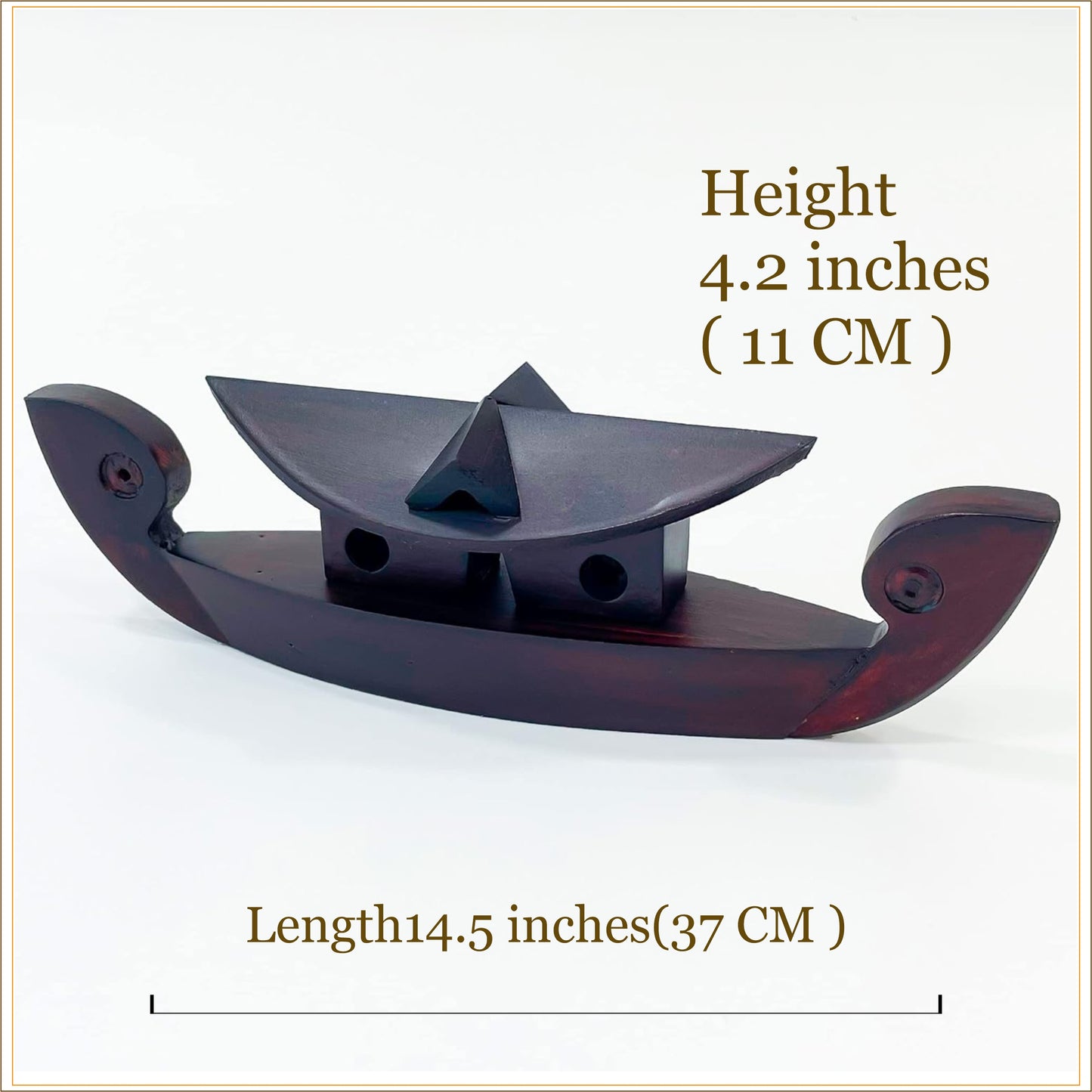 Miniature Traditional Kerala Wooden Houseboat – 37 cm | Handcrafted Home Décor & Gift Item