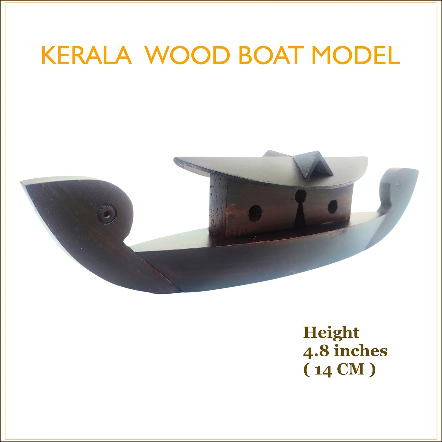 Miniature Traditional Kerala Wooden Houseboat – 47 cm | Handcrafted Décor and Cultural Gift