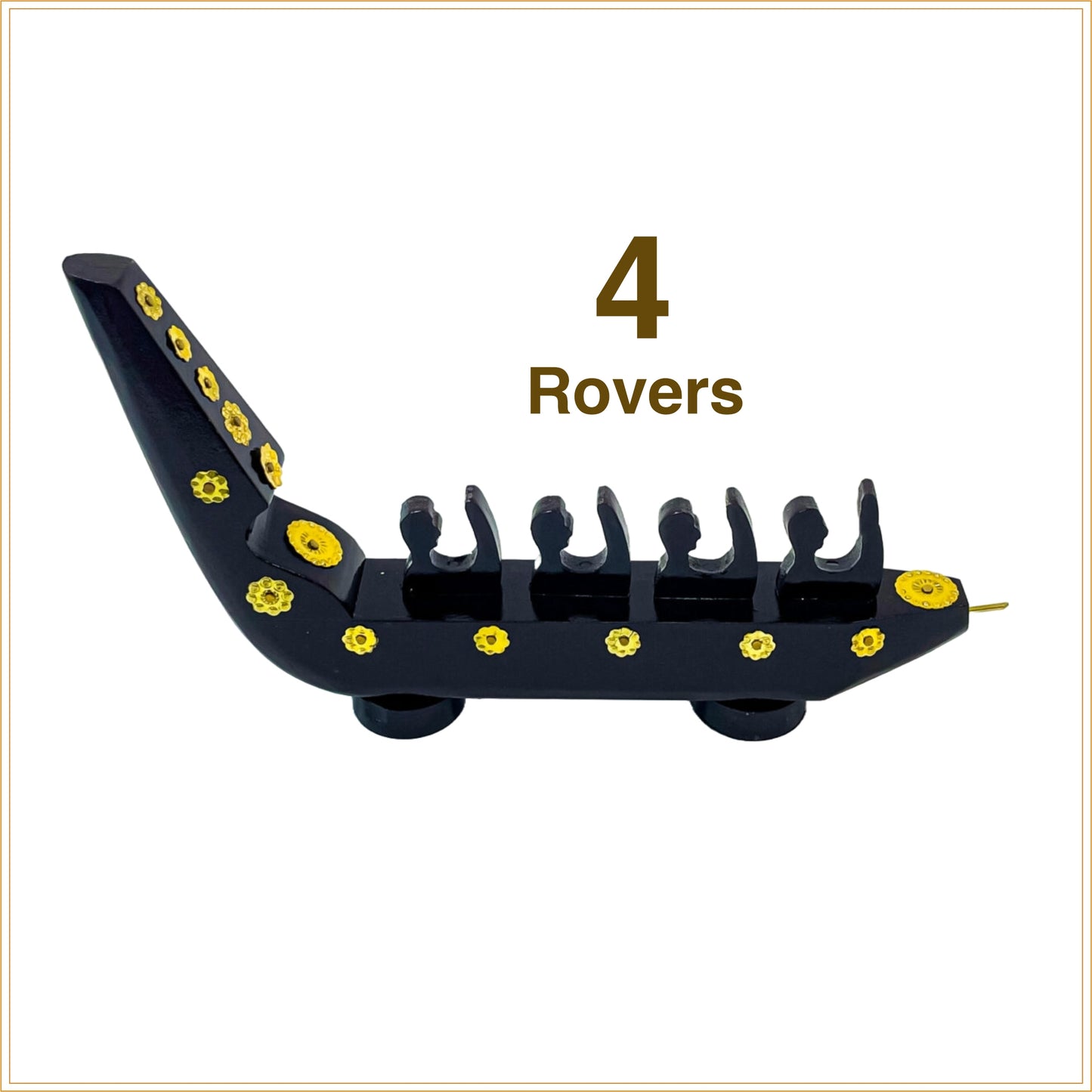 Traditional Chundan Vallom (Snake Boat) Miniature – 4 Oarsmen | Handcrafted Mahogany Decor from Kerala