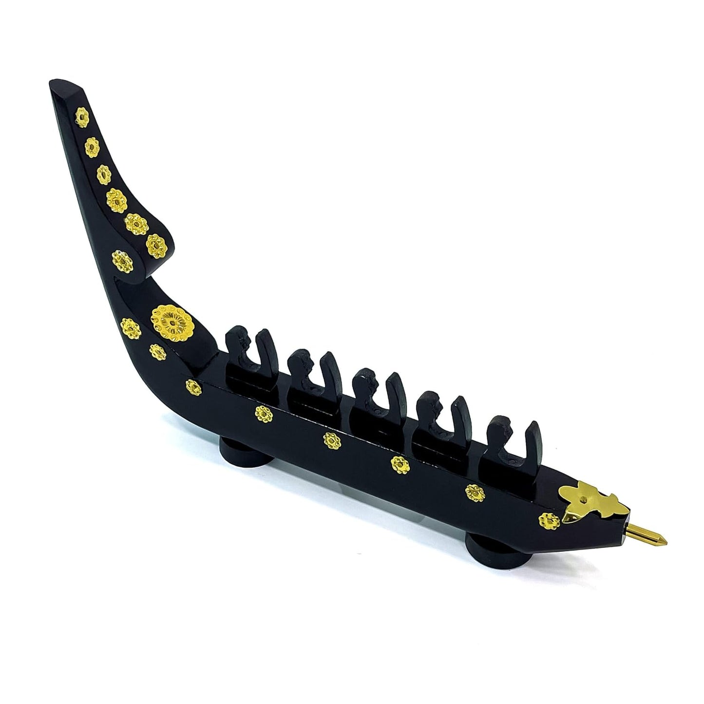 Traditional Kerala Chundan Vallam (Snake Boat) Miniature – 5 Rowers | Handcrafted in Mahogany with Brass Detailing
