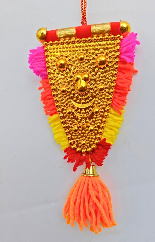 Car Hanging Nettipattam – 7” Kolam Design with Embossed Lord Ganesha