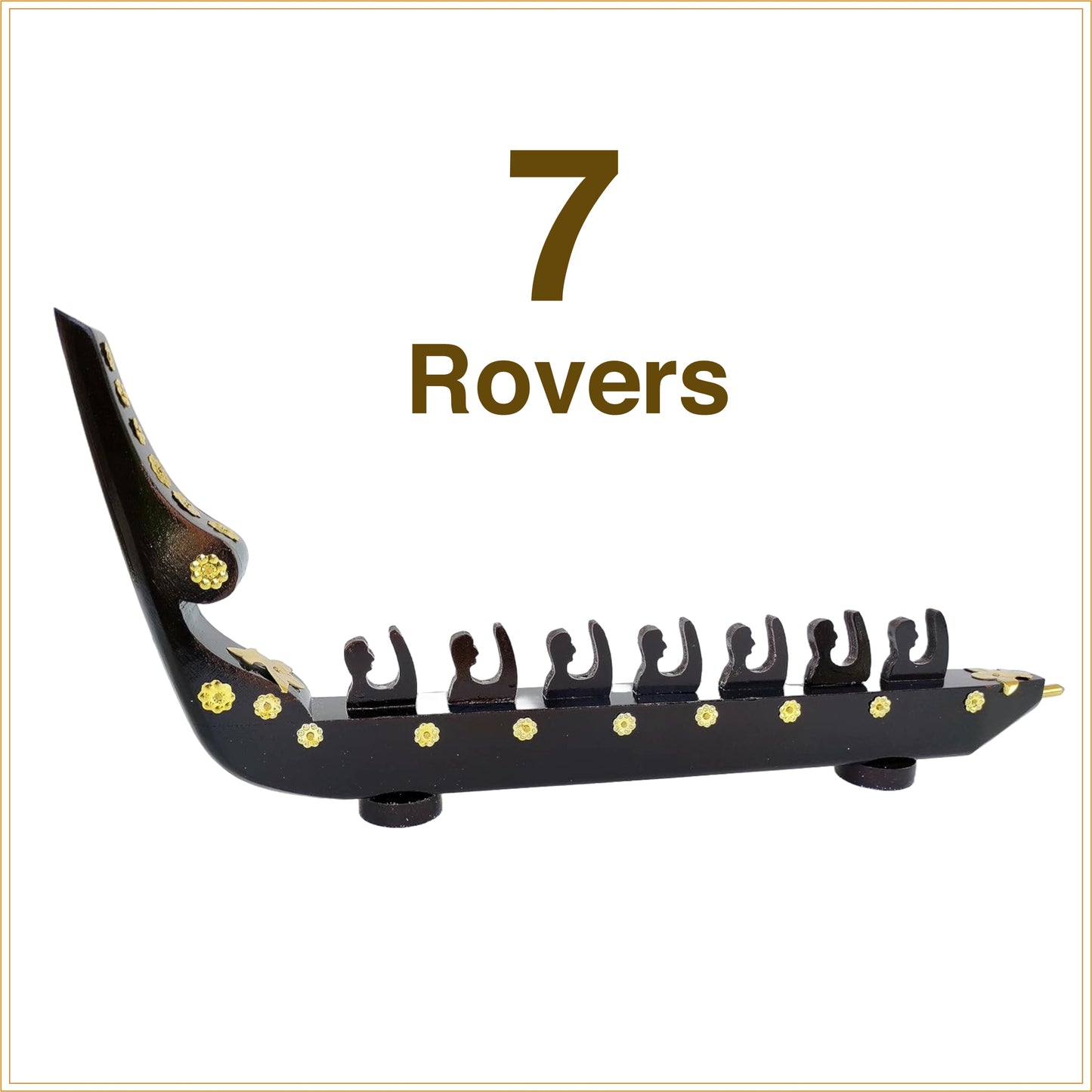 Traditional Kerala Snake Boat Miniature – 7 Rowers | Chundan Vallam Handcrafted in Mahogany with Brass Detailing