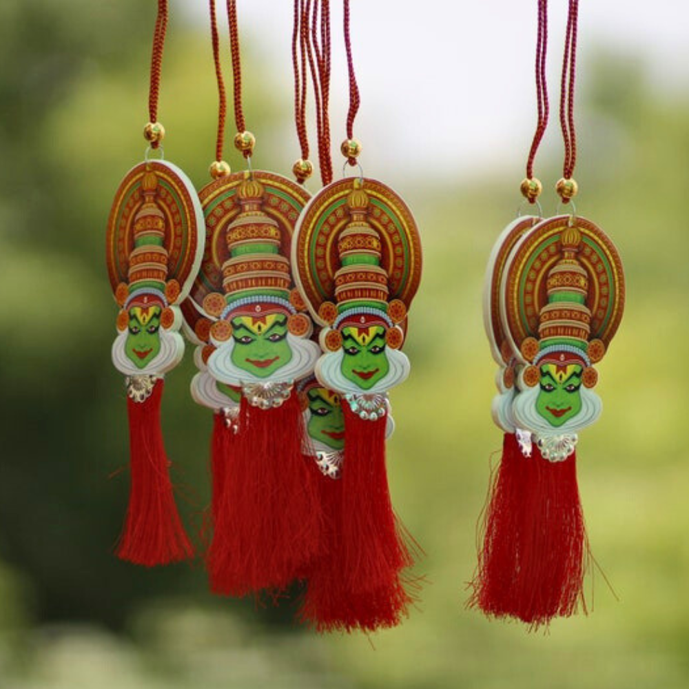 Double-Sided Kathakali Car Hanging Ornament – For Rearview Mirror Decoration
