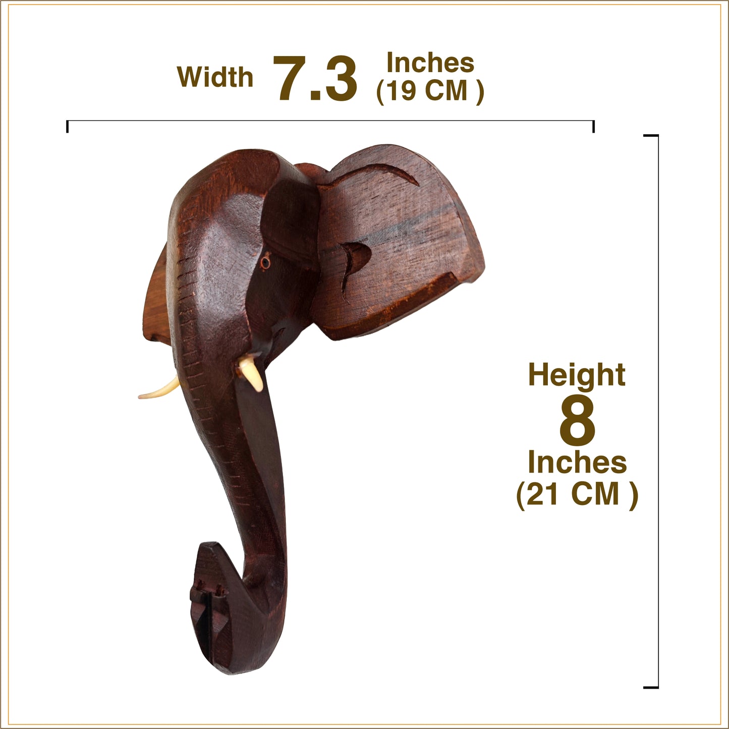 Handcrafted Wooden Elephant Head Wall Hanging – 8 Inch | Kerala Traditional Decor