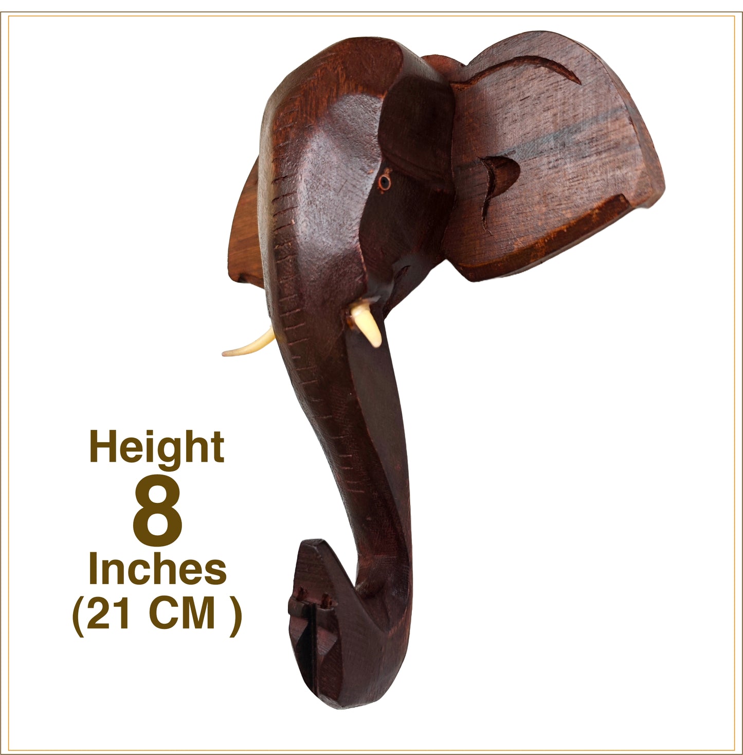Handcrafted Wooden Elephant Head Wall Hanging – 8 Inch | Kerala Traditional Decor