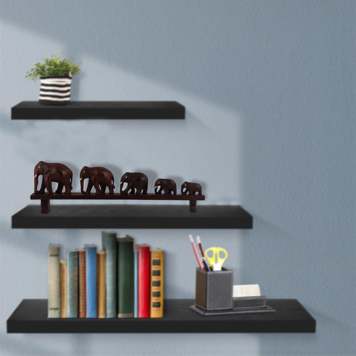 Five Elephants Crossing a Bridge | Kerala Art Decor-Handcrafted Rosewood Elephant Figurine –