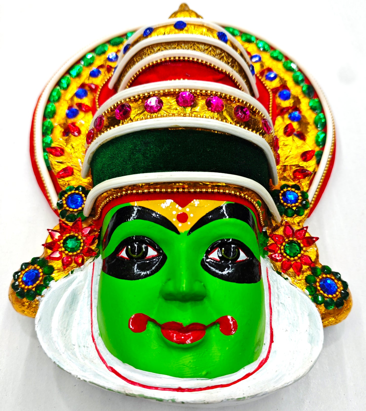 Kathakali Mask Wall Hanging in Fibre – Premium Quality | Handcrafted with Beads & Sequins – 12 Inches