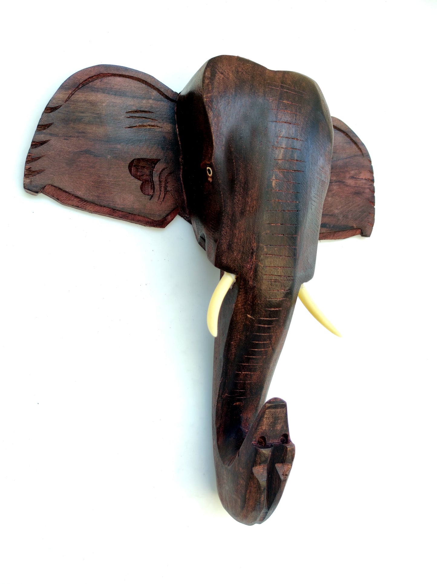 Handcrafted Wooden Elephant Head Wall Hanging – 10 Inch (Plain Finish) | Kerala Traditional Decor
