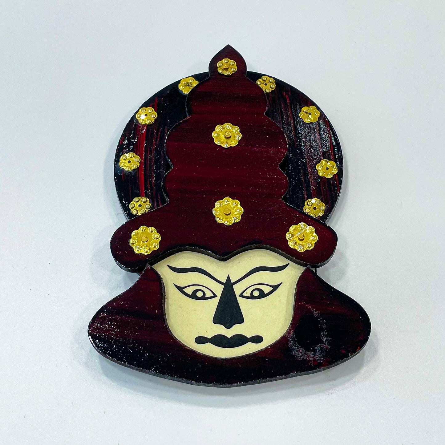 Handcrafted Kathakali Head Figurine in Rosewood (4.5 Inches) – Wall Hanging Décor & Cultural Gift from Kerala
