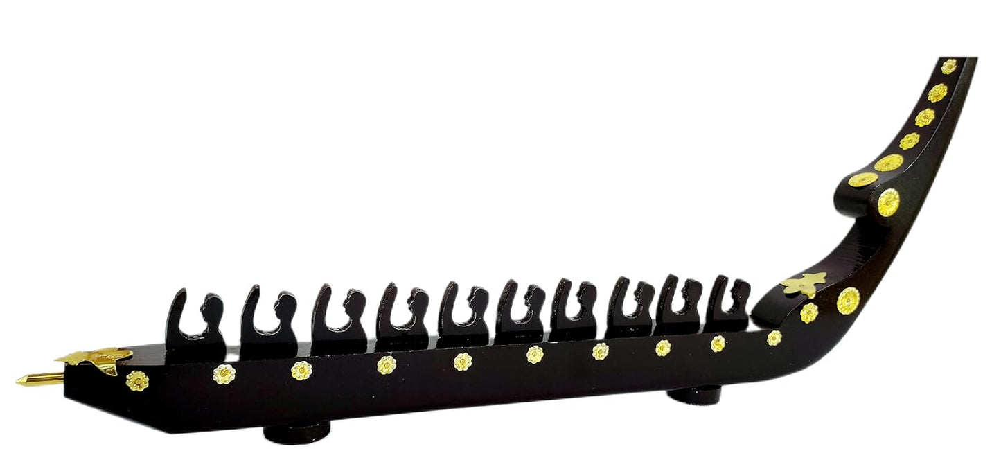 Traditional Kerala Chundan Vallam Miniature – 10 Rowers | Handcrafted Snake Boat Model in Mahogany with Brass Detailing