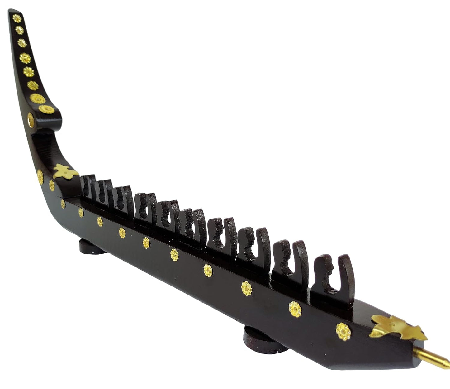 Traditional Kerala Chundan Vallam Miniature – 10 Rowers | Handcrafted Snake Boat Model in Mahogany with Brass Detailing