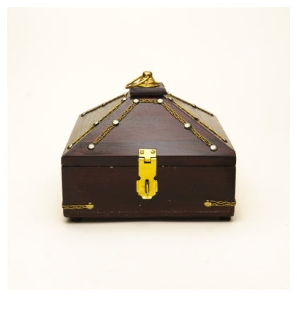 Handcrafted Pyramid Wooden Jewel Box – Medium Size - Kerala home decor