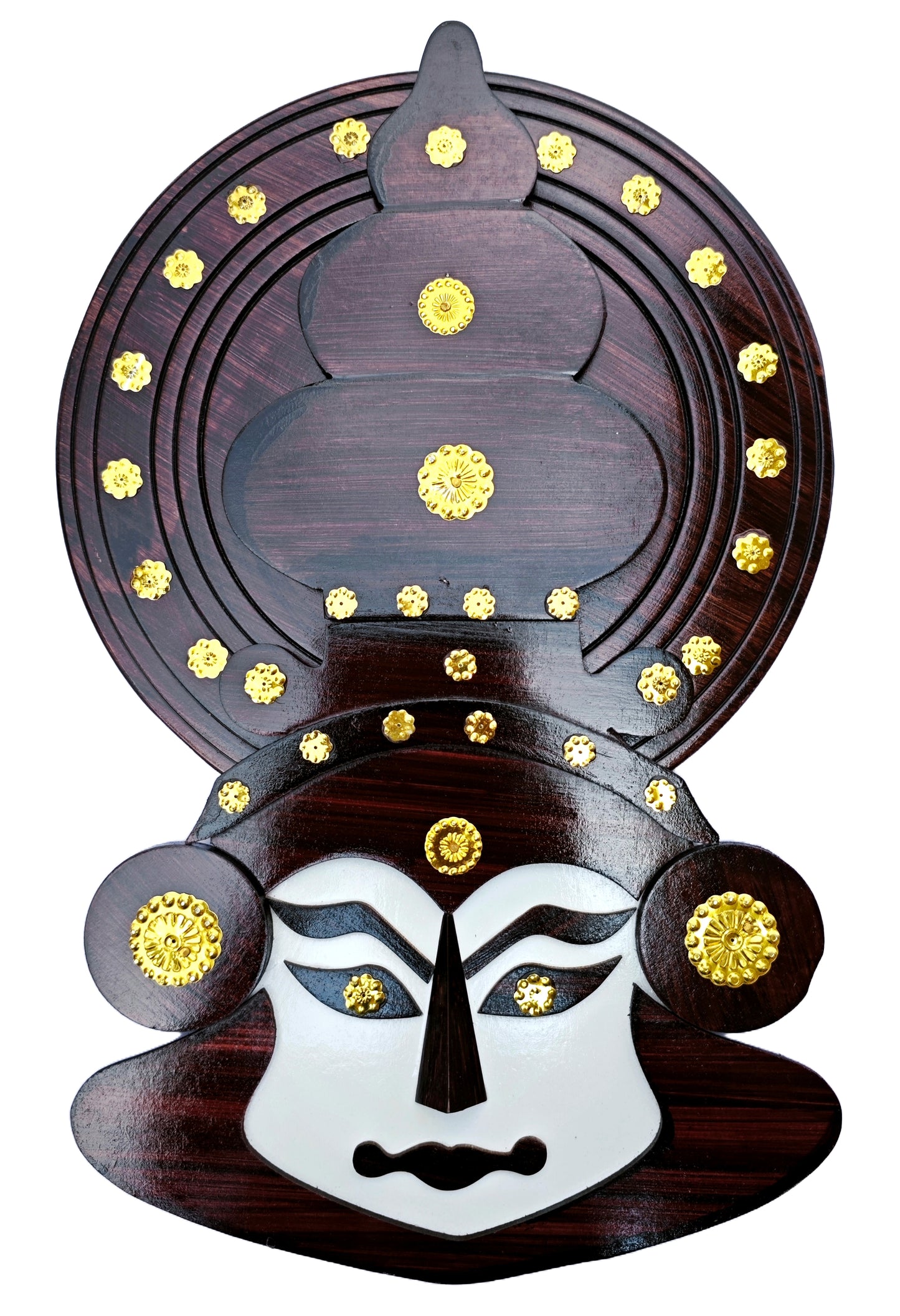 Grand Kathakali Face Wall Art – 16 Inches | Handcrafted Wooden Wall Hanging for Cultural Décor & Gifting