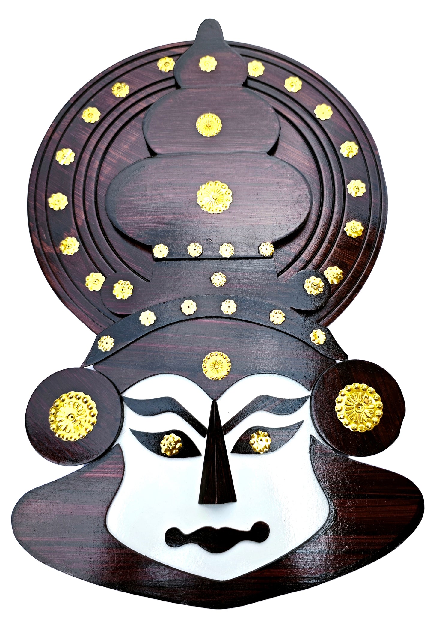 Grand Kathakali Face Wall Art – 16 Inches | Handcrafted Wooden Wall Hanging for Cultural Décor & Gifting