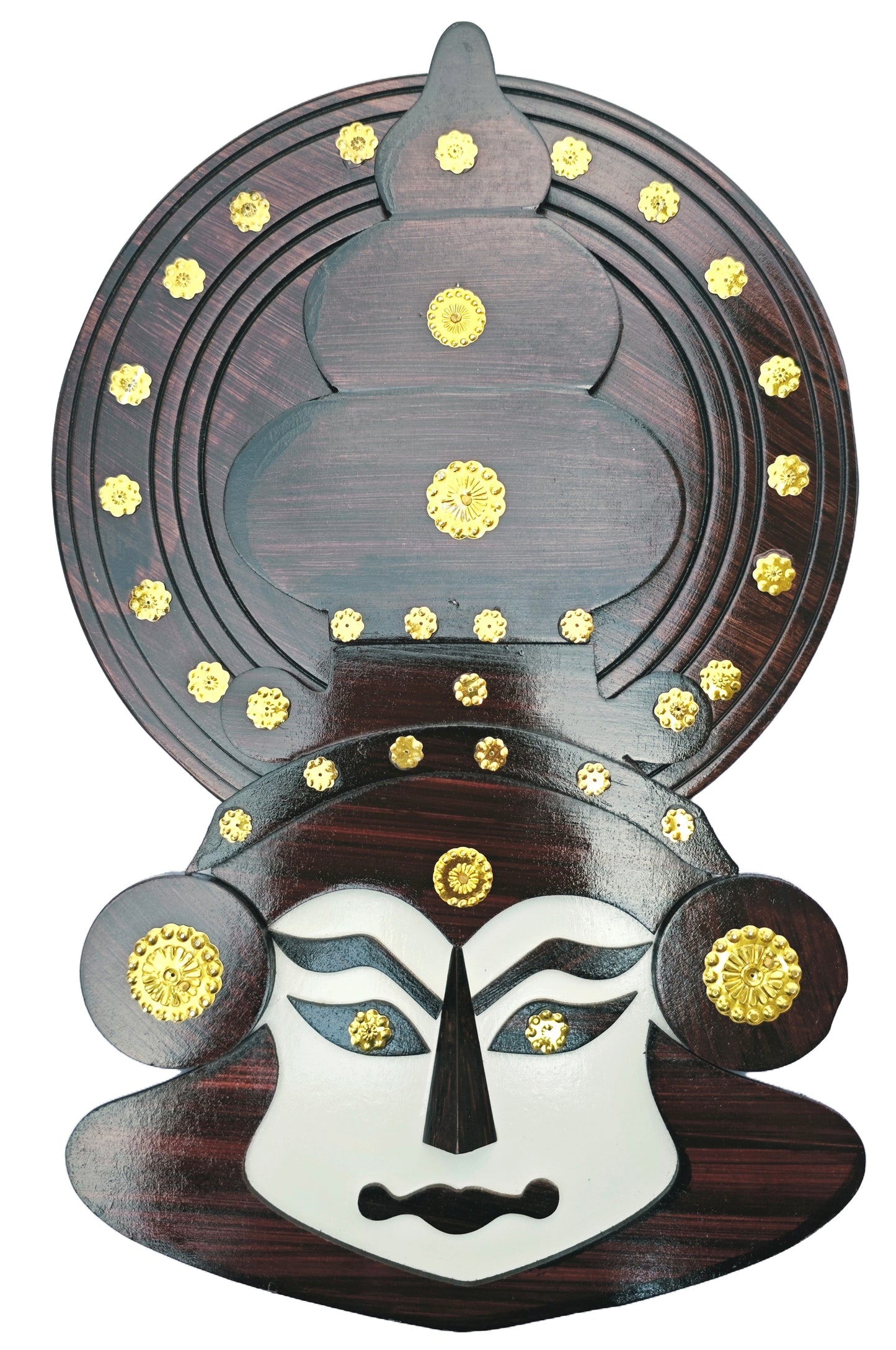 Grand Kathakali Face Wall Art – 16 Inches | Handcrafted Wooden Wall Hanging for Cultural Décor & Gifting