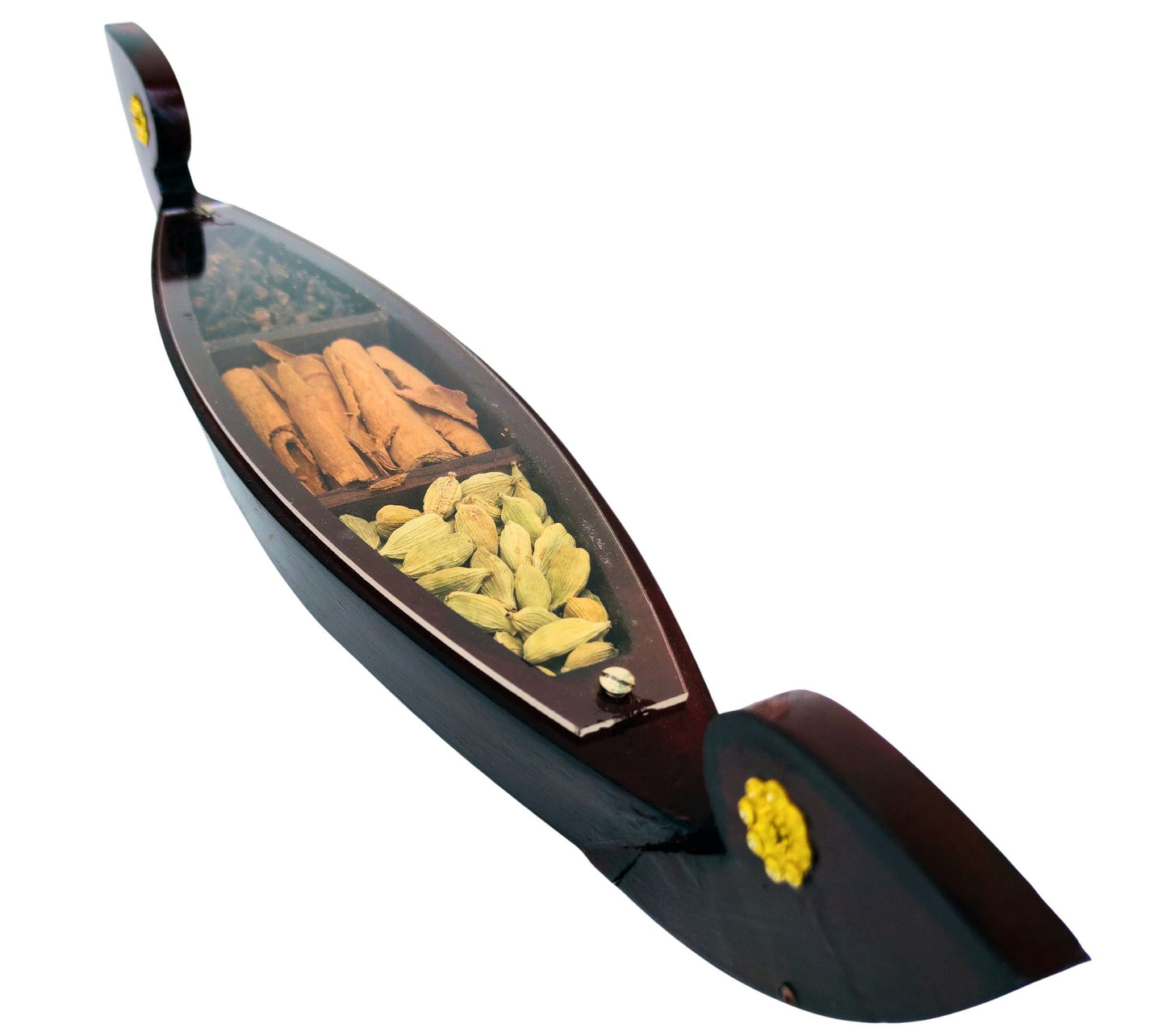 Miniature Kerala Spice Boat with 3 Authentic Spices – Handcrafted Kettuvallom for Décor and Gifting