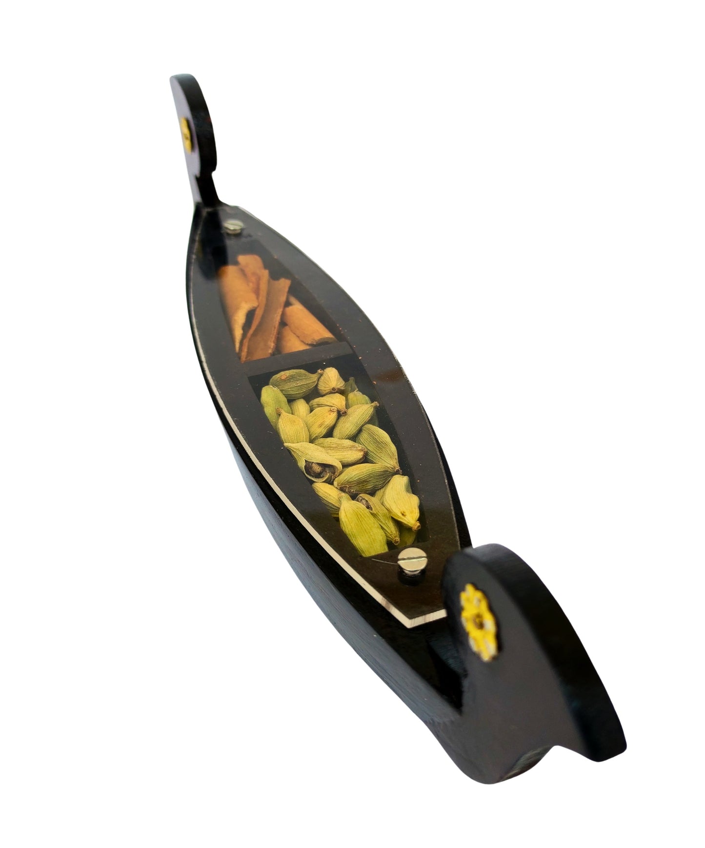 Miniature Kettuvallom Spice Boat – Traditional Kerala Masterpiece with 2 Real Spices Handcrafted Wooden Model | 25 cm Length | Ideal for Gifting