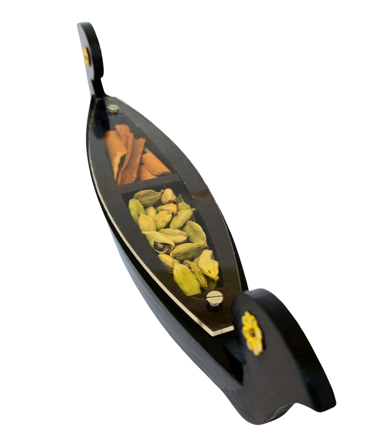 Miniature Kettuvallom Spice Boat – Traditional Kerala Masterpiece with 2 Real Spices Handcrafted Wooden Model | 25 cm Length | Ideal for Gifting