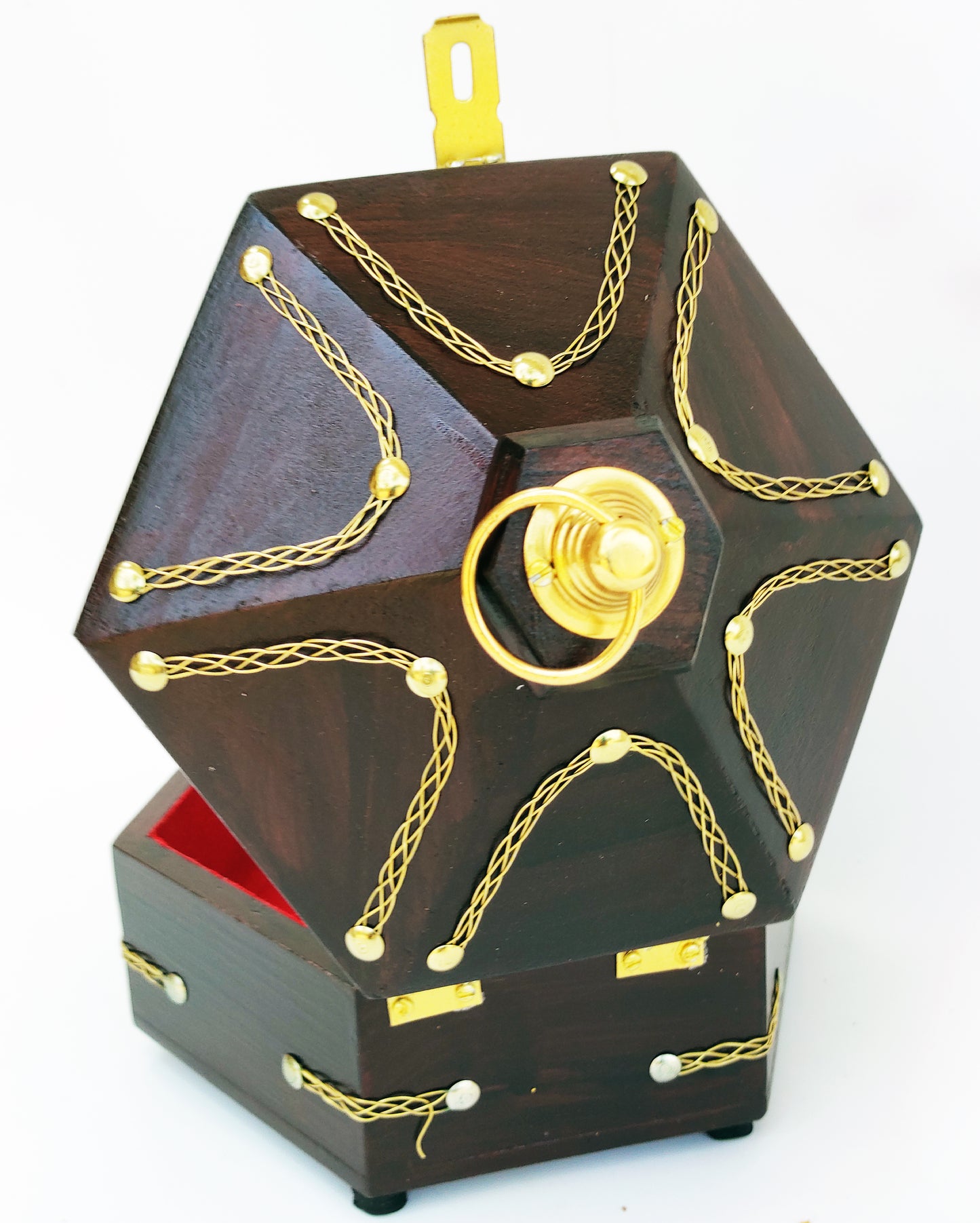 Kerala Special Rosewood Ethnic Jewel Box – Hexagon Shaped (Big)
