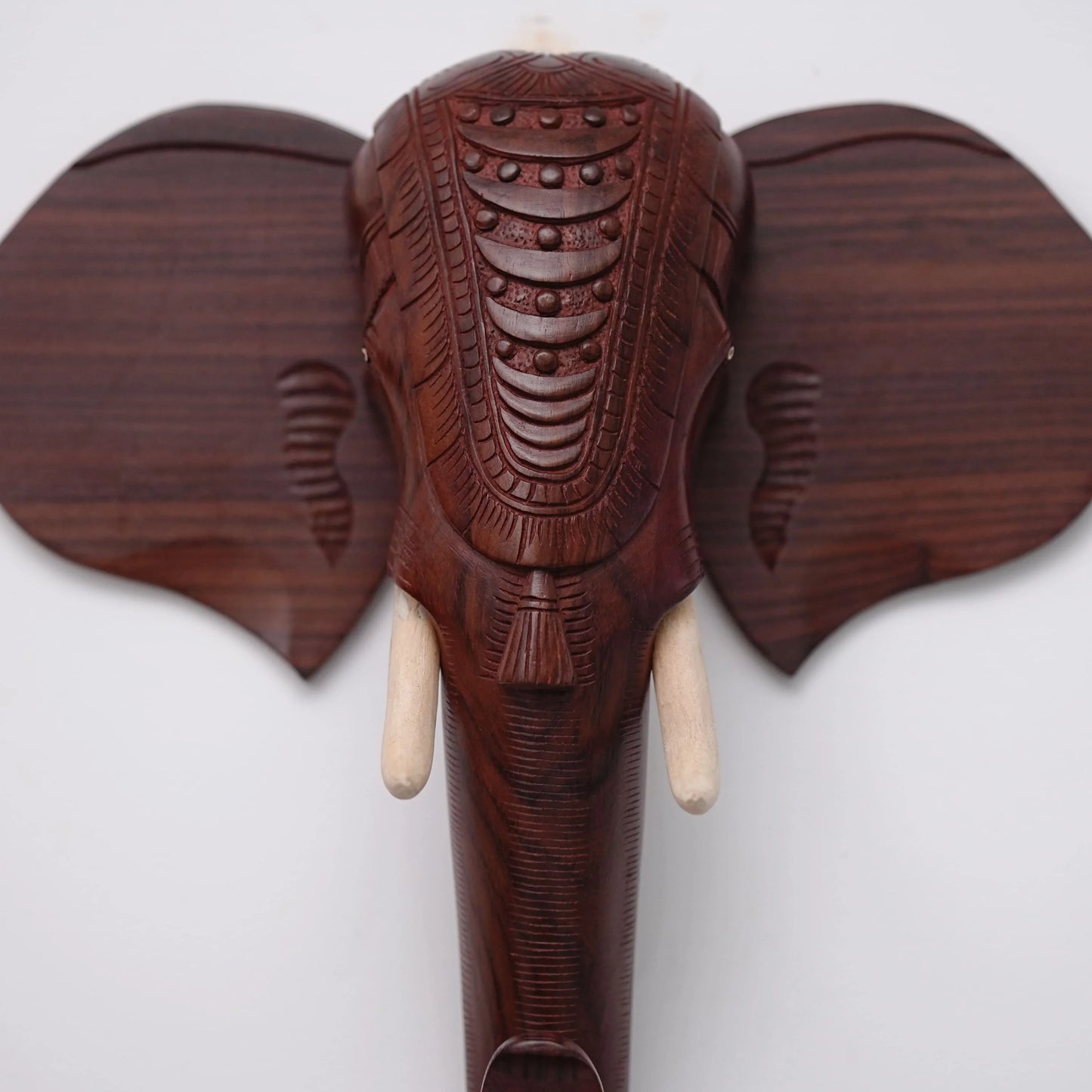 Wooden Hand-Carved Nettipattom on Kerala Elephant Head for Wall Decor and Gifting (16 Inches)