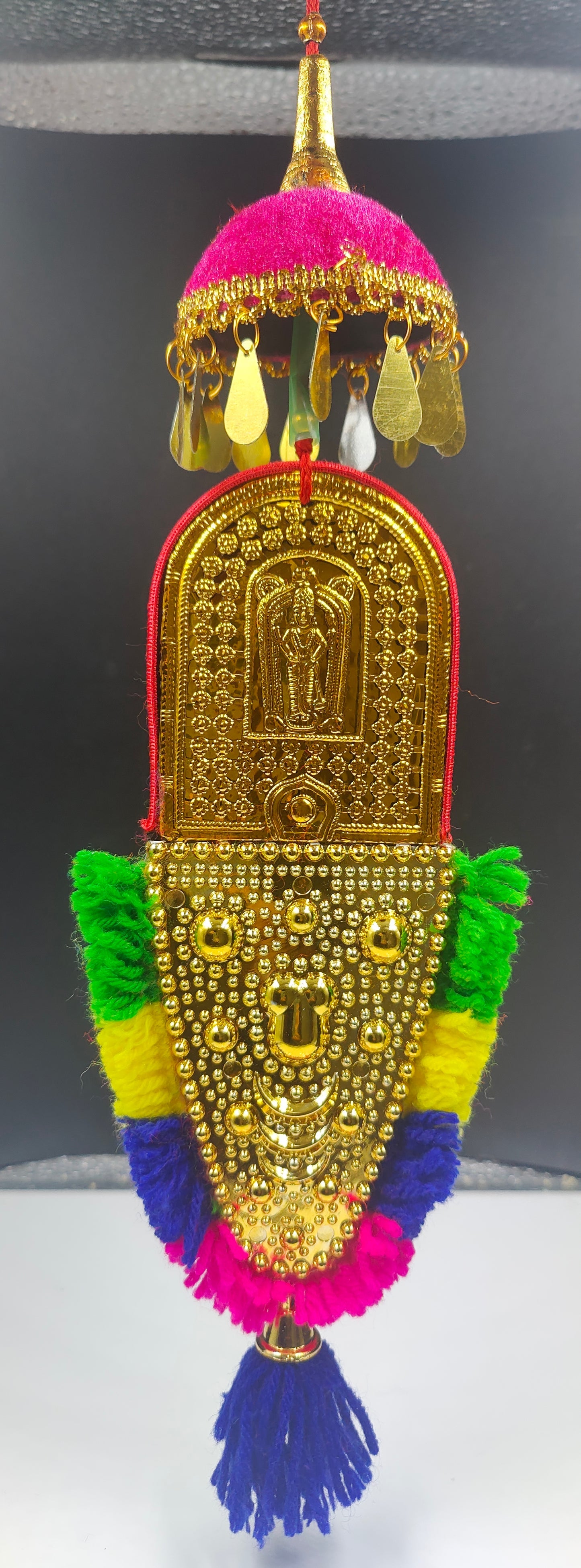 Double-Sided Car Hanging Nettipattam – Lord Ganesh & Goddess Lakshmi | 7 Inches
