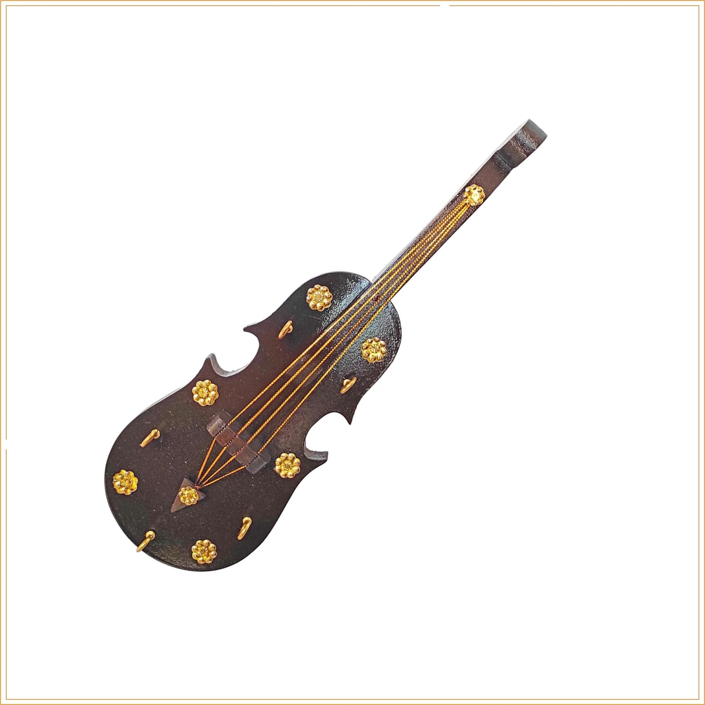 Handcrafted Violin-Shaped Wooden Key Holder – 5 Hooks | Wall & Door Mounted Home Decor