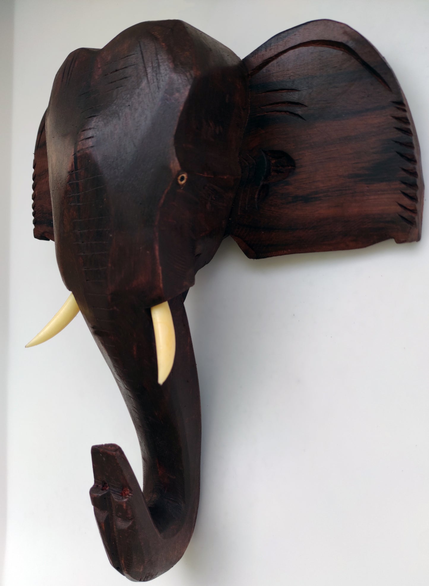 Handcrafted Wooden Elephant Head Wall Hanging – 12 Inch | Traditional Kerala Art