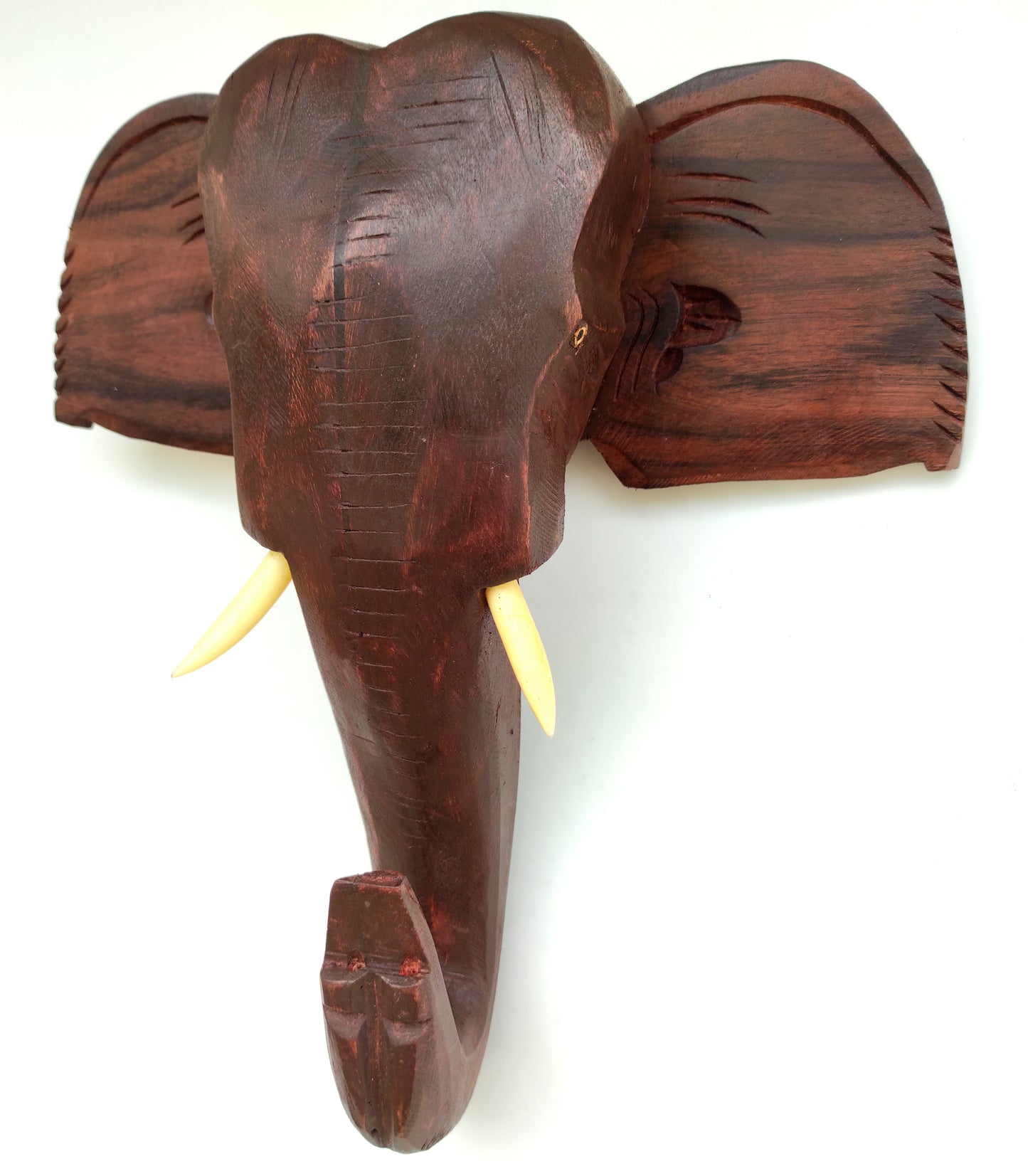 Handcrafted Wooden Elephant Head Wall Hanging – 12 Inch | Traditional Kerala Art