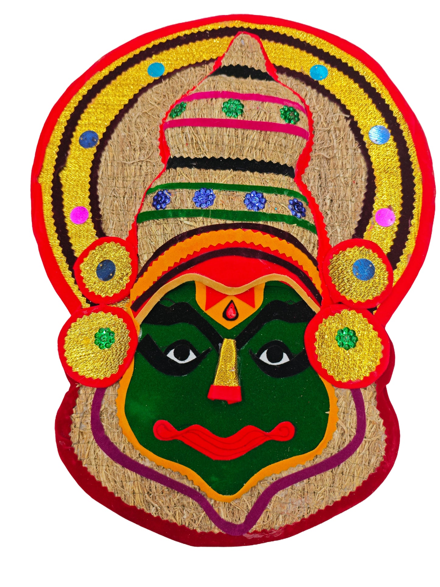 Eco-Friendly Handcrafted Wall Décor from Kerala-Ramacham (Vetiver) Kathakali Wall Hanging – 14 Inches