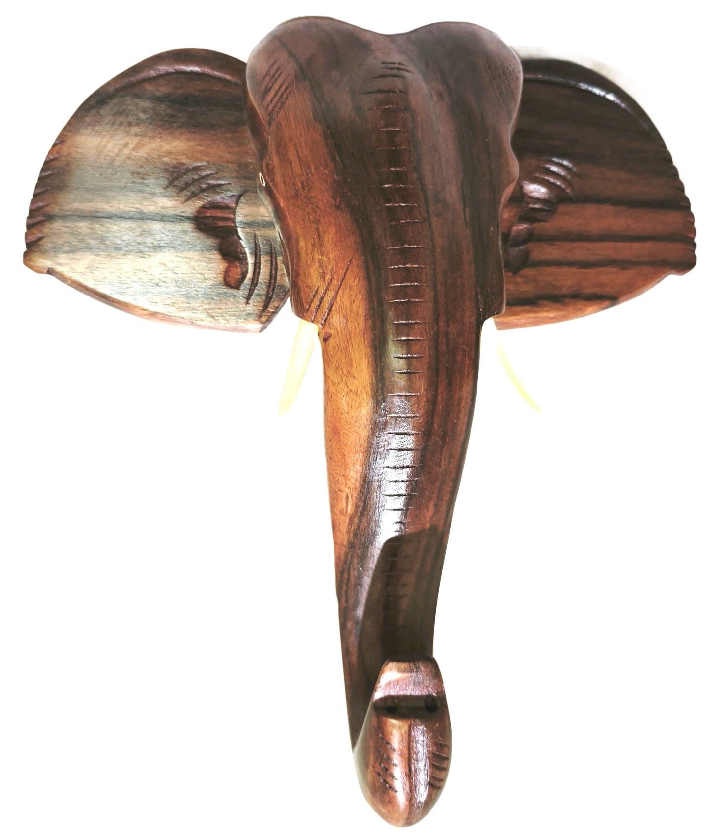 24-Inch Handcrafted Wooden Elephant Head Wall Hanging – Kerala Ethnic Wall Décor and Gift Piece