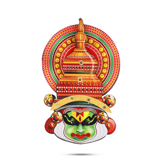 10-Inch Wooden Kathakali Head Wall Hanging – Vintage Style | Kerala Traditional Wall Decor | Ideal Cultural Gift