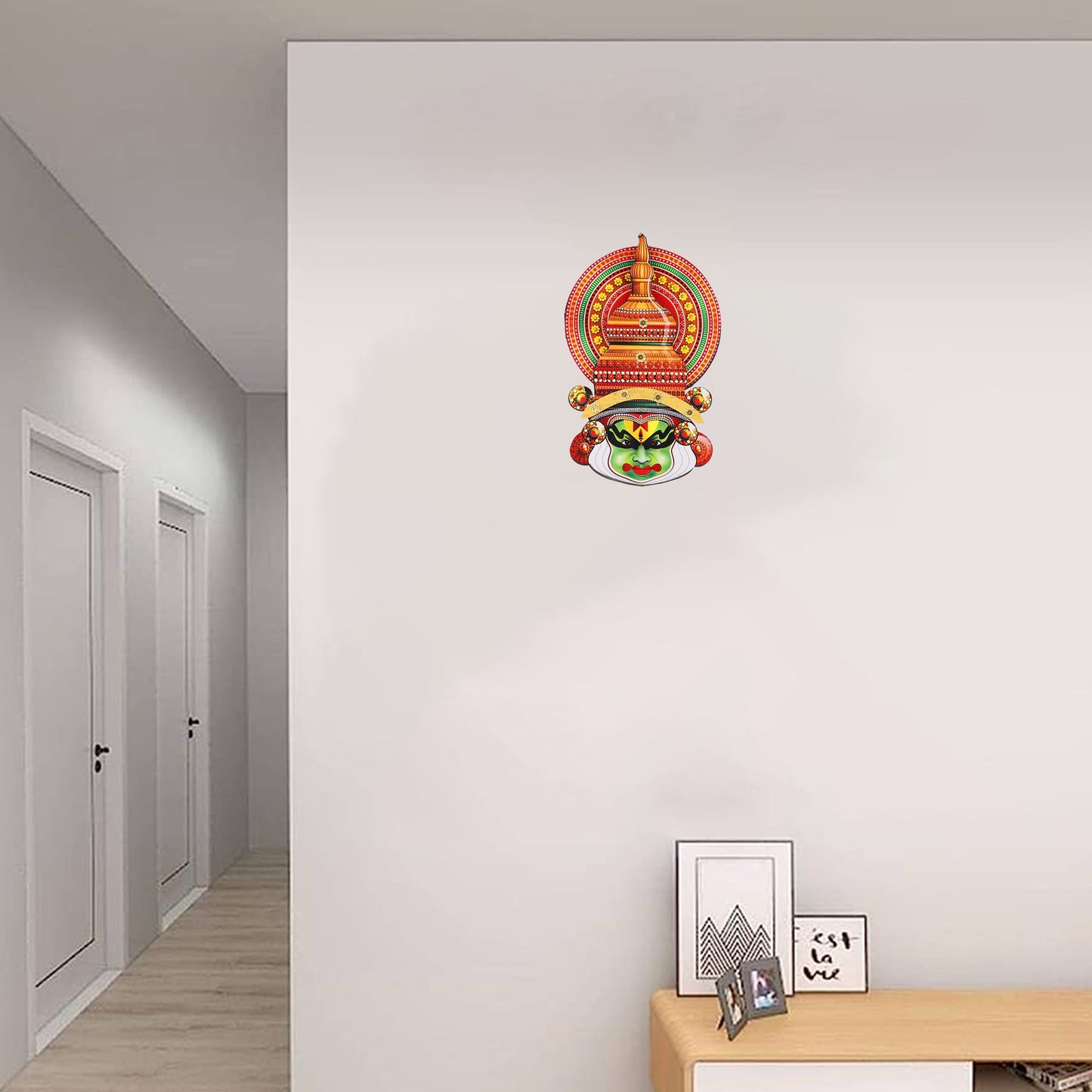 10-Inch Wooden Kathakali Head Wall Hanging – Vintage Style | Kerala Traditional Wall Decor | Ideal Cultural Gift