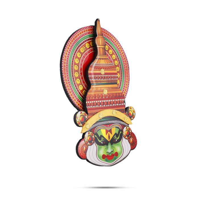 10-Inch Wooden Kathakali Head Wall Hanging – Vintage Style | Kerala Traditional Wall Decor | Ideal Cultural Gift