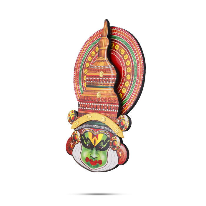 10-Inch Wooden Kathakali Head Wall Hanging – Vintage Style | Kerala Traditional Wall Decor | Ideal Cultural Gift
