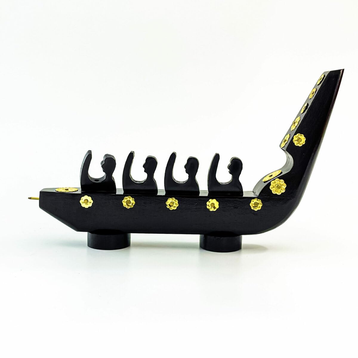 Traditional Chundan Vallom (Snake Boat) Miniature – 4 Oarsmen | Handcrafted Mahogany Decor from Kerala