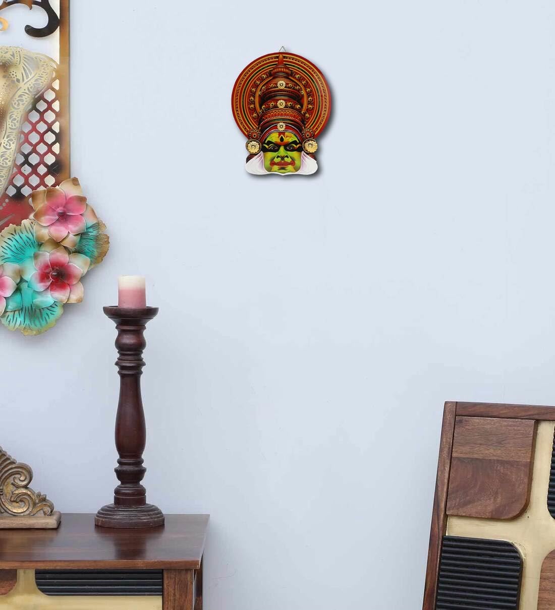10-Inch Kathakali Wall Hanging – Traditional Kerala Dance Art on MDF | Indian Cultural Decor