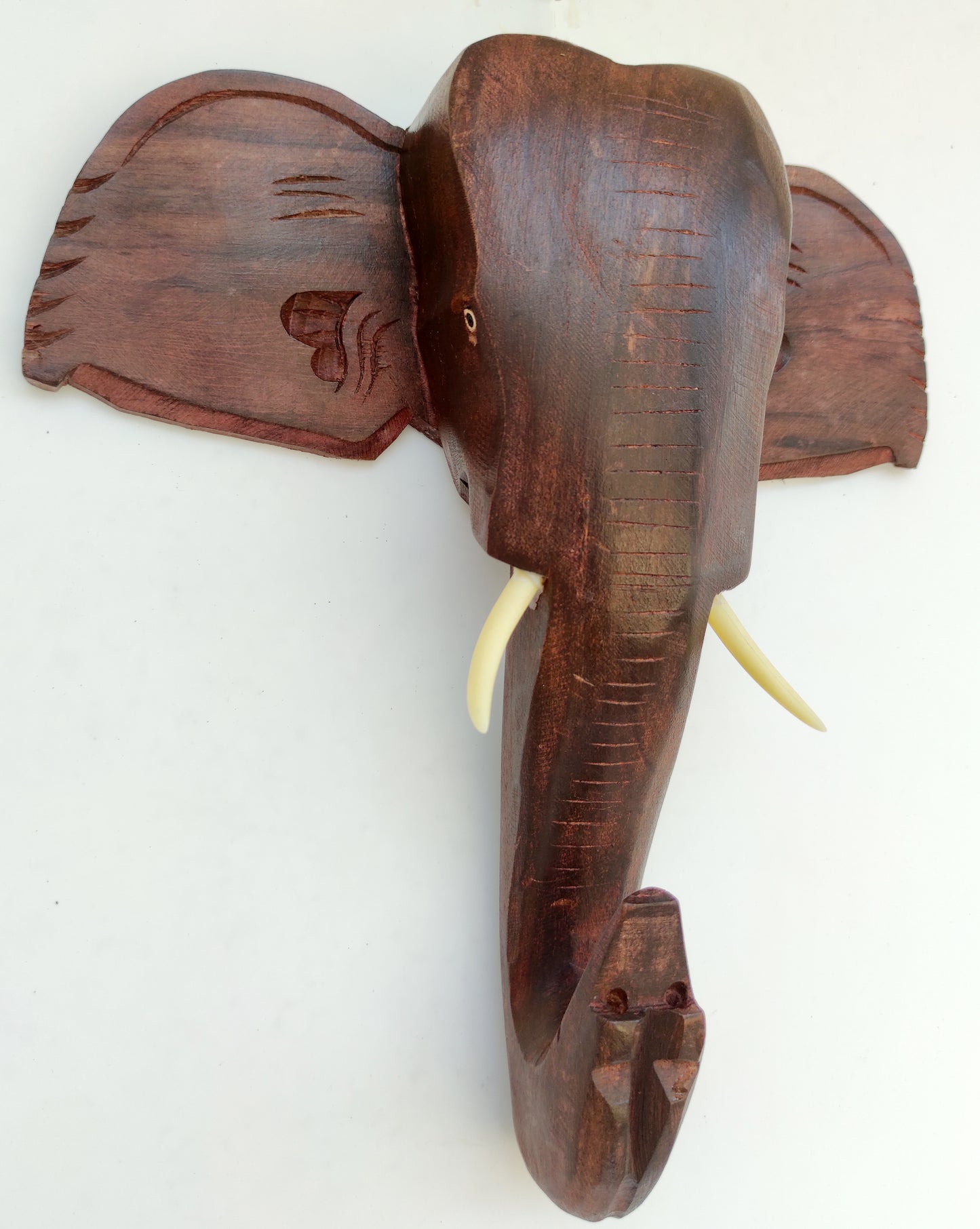 Handcrafted Wooden Elephant Head Wall Hanging – 10 Inch (Plain Finish) | Kerala Traditional Decor