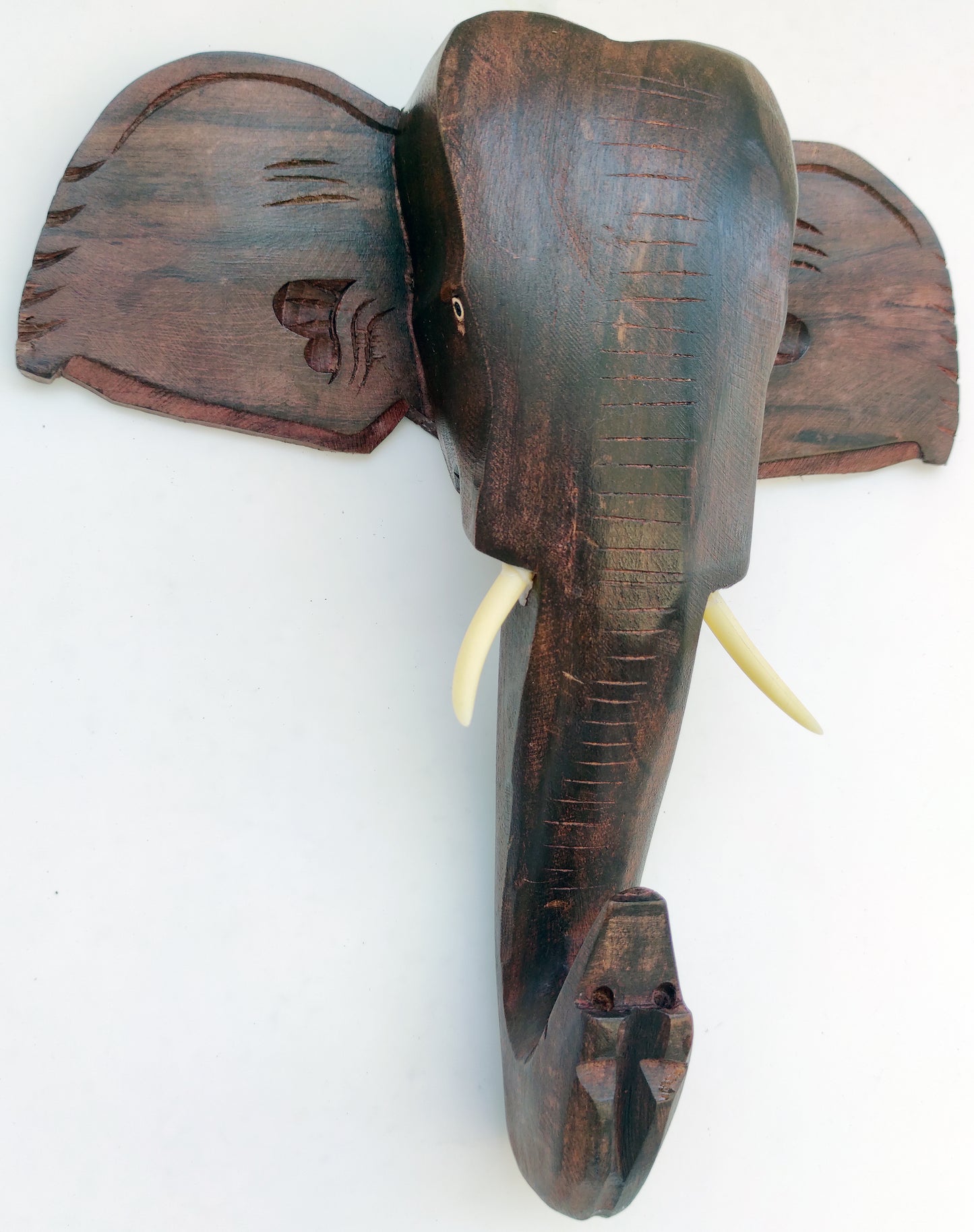 Handcrafted Wooden Elephant Head Wall Hanging – 10 Inch (Plain Finish) | Kerala Traditional Decor