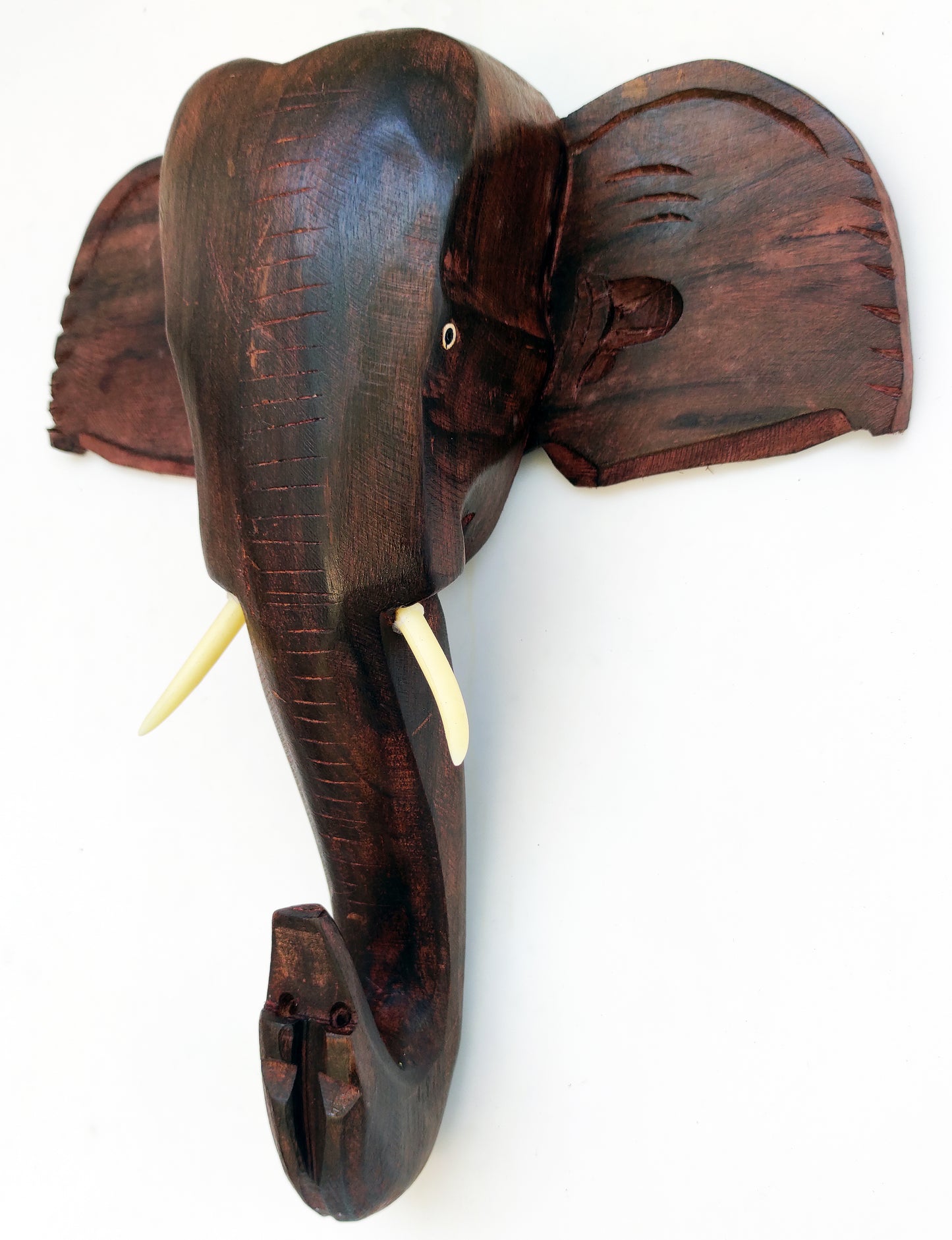 Handcrafted Wooden Elephant Head Wall Hanging – 10 Inch (Plain Finish) | Kerala Traditional Decor