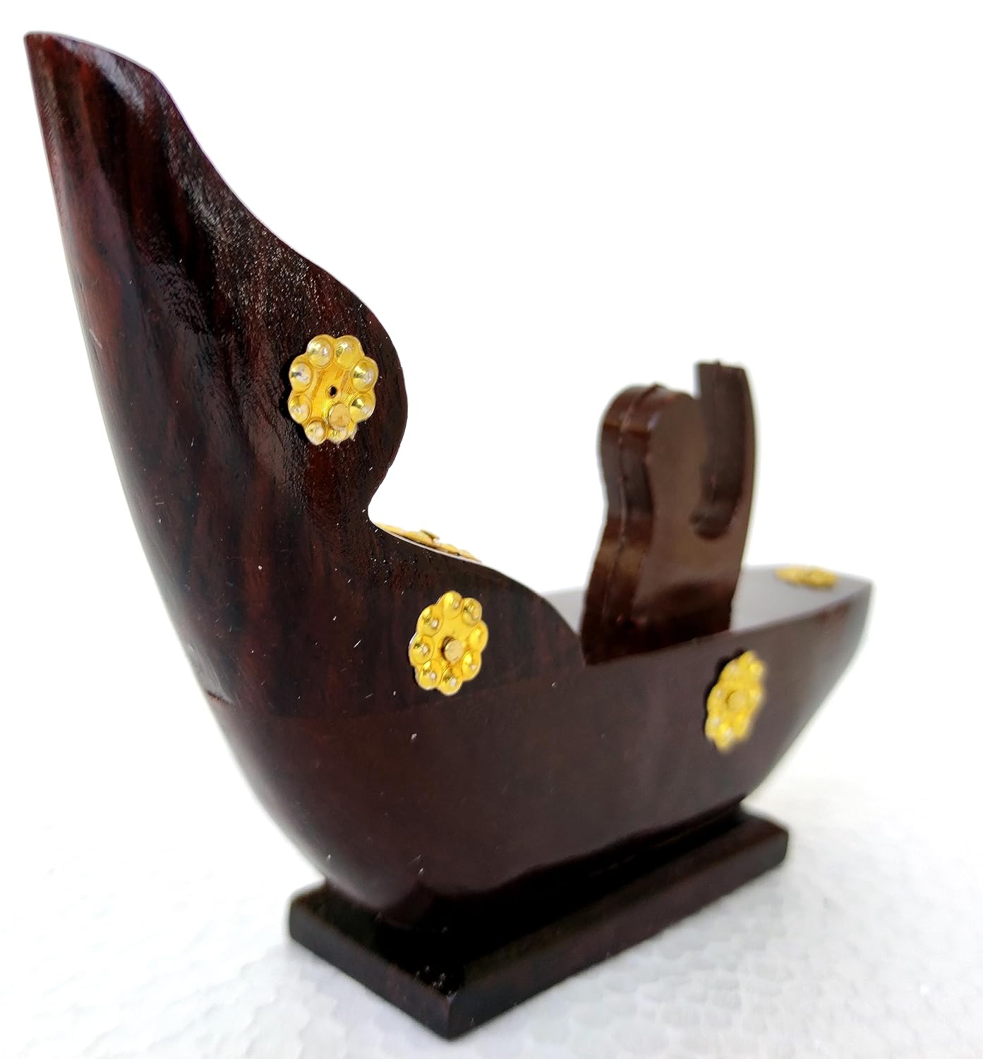 Chundan Vallom Miniature with 1 Rower – Traditional Kerala Snake Boat in Rosewood (7.6 Inches)