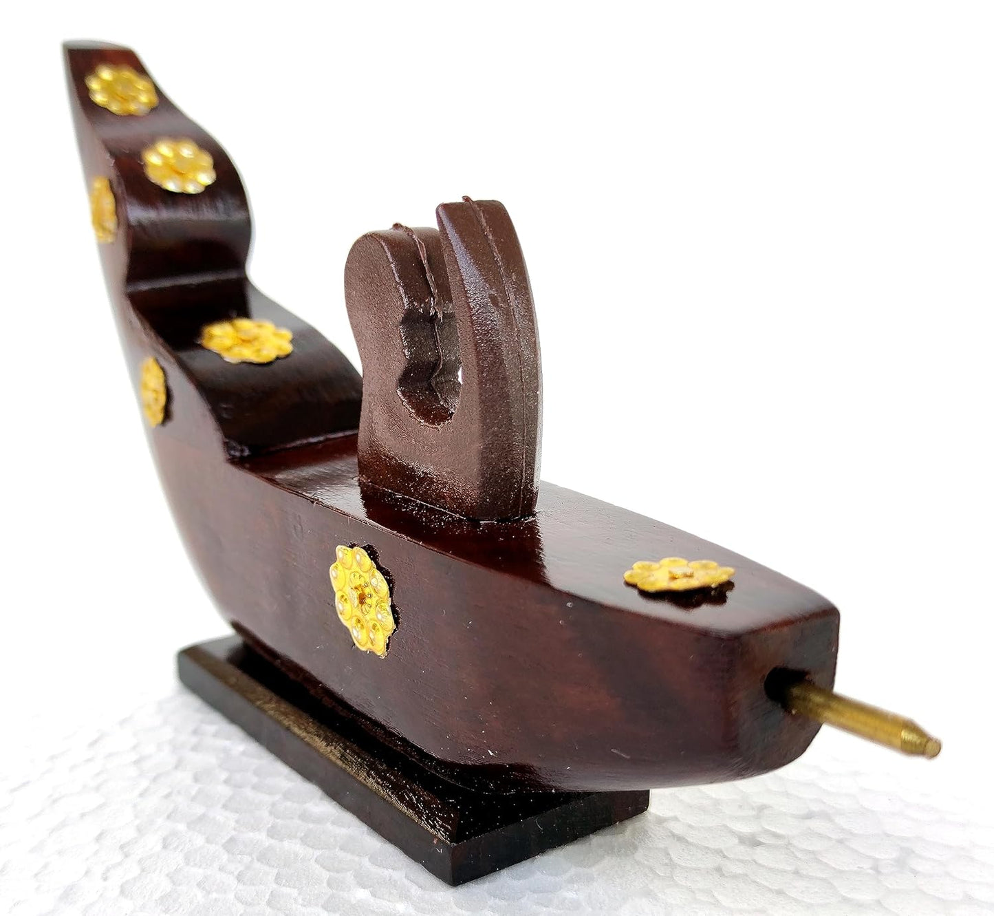 Chundan Vallom Miniature with 1 Rower – Traditional Kerala Snake Boat in Rosewood (7.6 Inches)
