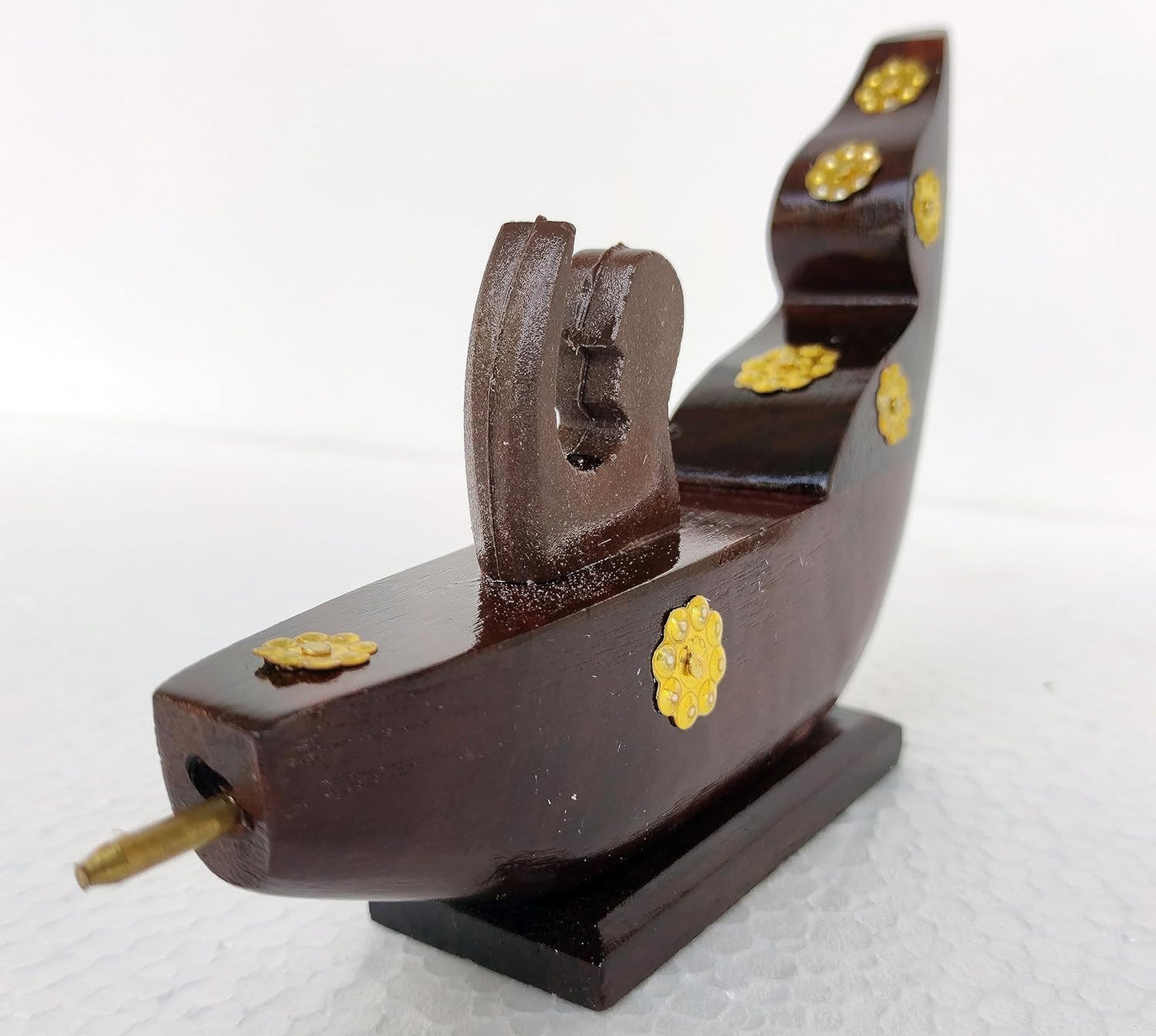 Chundan Vallom Miniature with 1 Rower – Traditional Kerala Snake Boat in Rosewood (7.6 Inches)