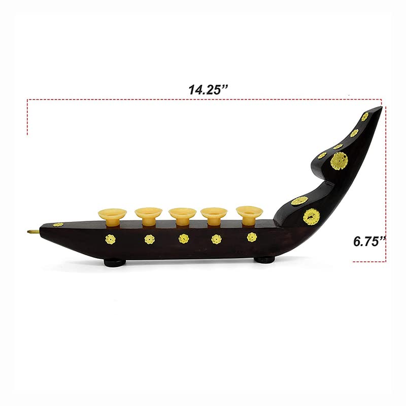 Kerala Chundan Vallam Souvenir Boat | Handcrafted Rosewood Pen Holder with 5 Slots